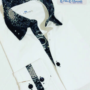 Camisa blanca con detalles de diseño oscuro 13
